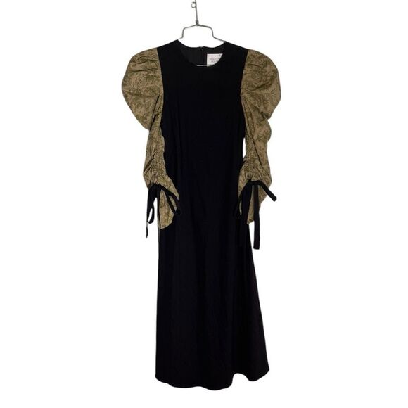 Tuckernuck HYACINTH HOUSE Black Juliet Maxi Dress with Green Printed Sleeves XS - Picture 4 of 7